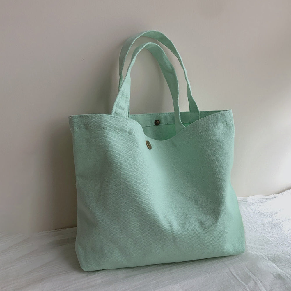 534 Solid Color Women Canvas Handbag Snap Button Simple Casual Tote Bag 534 Solid Color Women Canvas Handbag Snap Button Simple Casual Tote Bag